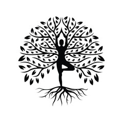 Infinity flower meditation nature yoga line art style premium vector logo design template