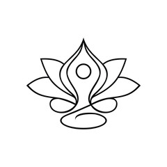 Infinity flower meditation nature yoga line art style premium vector logo design template