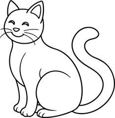 Delightful cat coloring activity: black and white page perfect for children’s artistic play.
