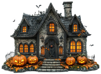 Obraz premium halloween spooky house isolated on transparent background