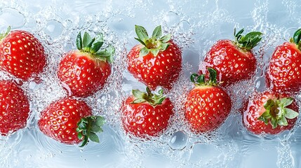 Strawberry fell into the water instant photo