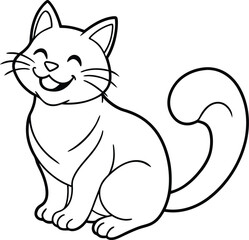 Cat-themed coloring page for kids: simple black and white illustration for creative fun.
