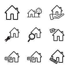 Vector set of house thin line logo design template vector icons.