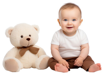 PNG Sitting baby toy portrait.