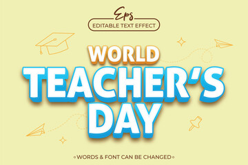 Poster for teacher's day with Editable text effect template