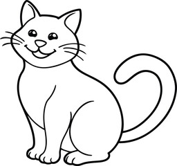 Adorable cat coloring page: black and white design for kids to explore their artistic side.
