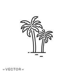 palm tree vector icon, palm tropical tree thin line symbol isolated on white background, editable stroke eps 10 vector illustration © Gilbert-Illustration