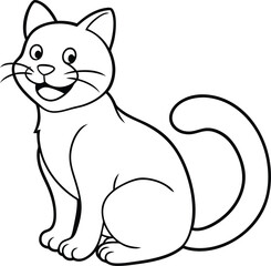 Cute cat design for kids' coloring: simple black and white illustration for endless fun.
