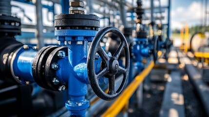 Natural gas distribution network  stock photo of gas pipeline infrastructure for transportation