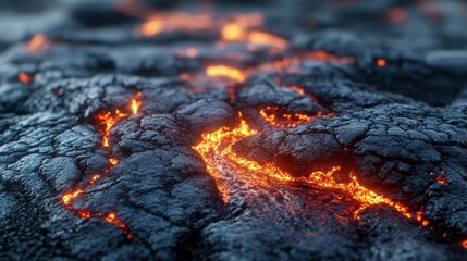 Dramatic Volcanic Landscape with Flowing Magma
