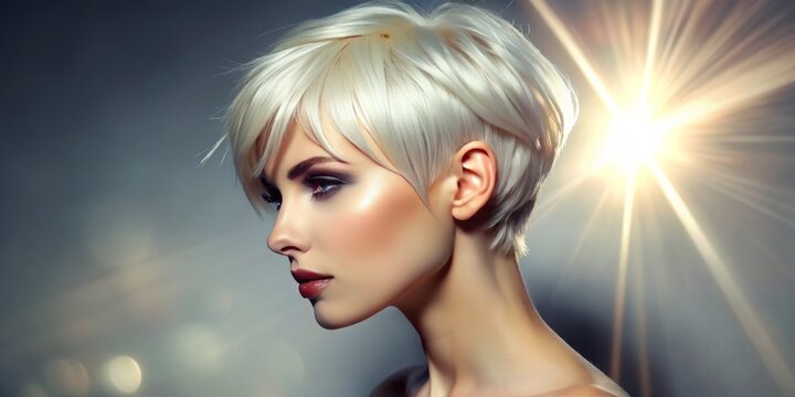This ash-blonde pixie cut is a masterclass in precision, featuring sharp lines and an ethereal sheen that imbues the wearer with an otherworldly aura.