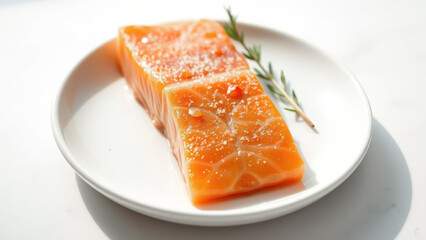 Salmon fillet with salt and rosemary