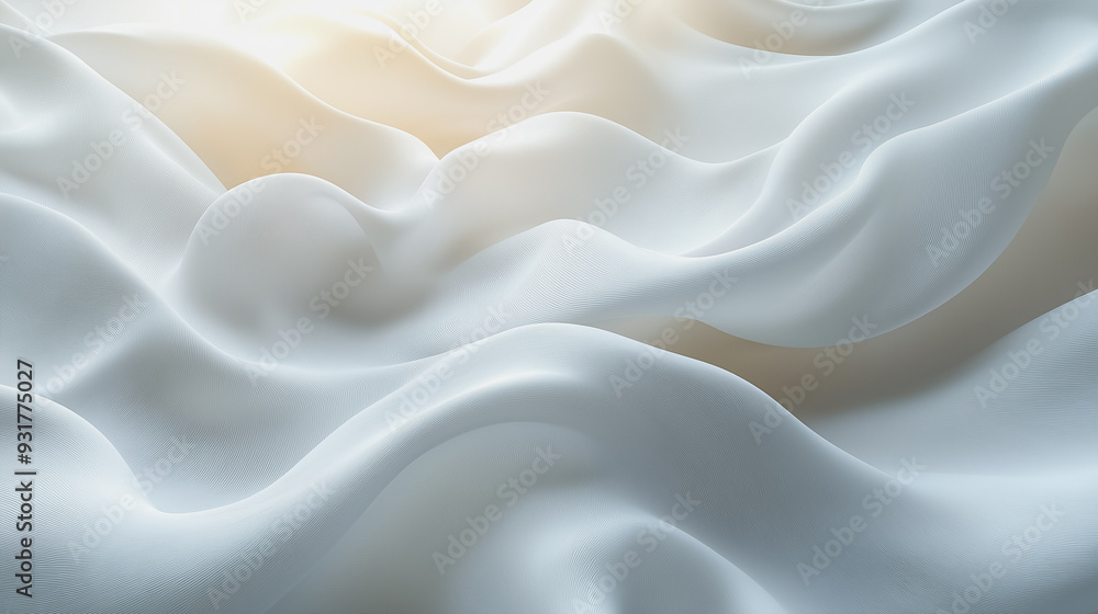 Poster a white fabric with a wave pattern. the wave pattern is made up of small lines that create a sense o