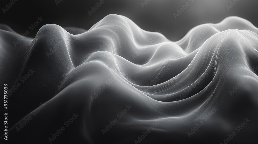 Aufkleber a black and white image of a wave with a very smooth surface. the image is of a very abstract nature