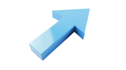 A 3D cartoon-style illustration of a blue arrow model, designed to be visually striking and playful, representing direction and movement in a whimsical way isolated on transparent background cutout