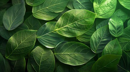 Fototapeta premium Background Nature inspired leaf pattern with overlapping transparent green leaves