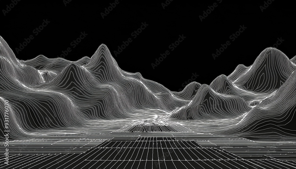 Poster elevated landscape design. banner. terrain elevation chart backdrop. topography map lines contour ba