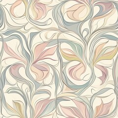 Fototapeta premium Abstract Floral Seamless Pattern in Pastel Colors