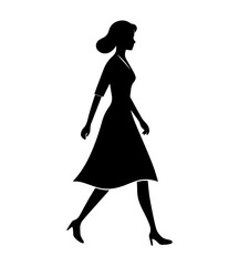 Vector silhouettes of a women walking