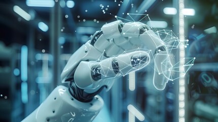 Neural Network Interacting with Robotic Arm Concept of AI Driven Automation