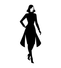 Vector silhouettes of a women walking