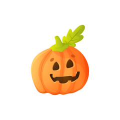 Cartoon illustration funny pumpkin for halloween. Vector illustration on white