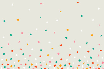Seamless abstract pattern of multicolor falling confetti on a light background, flat style