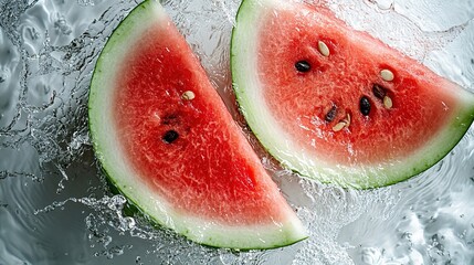 The moment the watermelon fell into the water