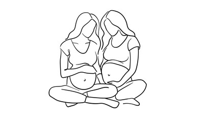 Mothers continuous line art drawing isolated on white background. Mothers day. Vector illustration