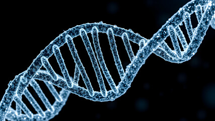 dna strand on black background