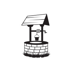 Well Vector Collection Set, Eye-Catching well Water Vector Illustration Isolated And Outline Vector, Water Well With Wooden Bucket, Vector Old Ancient Village Water Tank. Water Supply Well Drawing.