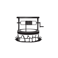 Well Vector Collection Set, Eye-Catching well Water Vector Illustration Isolated And Outline Vector, Water Well With Wooden Bucket, Vector Old Ancient Village Water Tank. Water Supply Well Drawing.