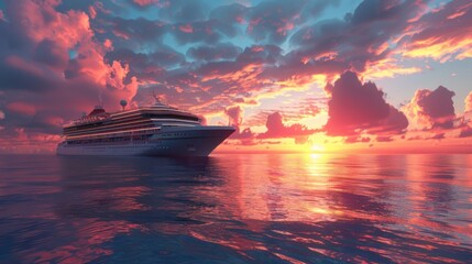 Naklejka premium Cruise Ship Sunset