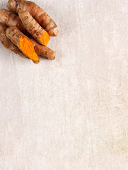 kunyit ginger herb seasoning flavor orange raw organic traditional indonesia curcuma aroma beverage