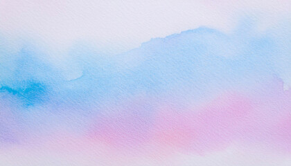 Obraz premium Watercolor gradient on paper texture light blue to pink to pale yellow, backgrounds Art, design, watercolor blending, backgrounds, creative media.