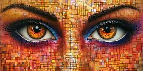 Mosaic Eyes with Vibrant Colors