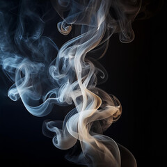 Obraz premium Mysterious Smoke Swirls on Dark Background. Fascinating Artistic Design Reveals Fluid Movement of Smoke in Art and Media Creations.