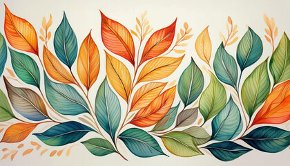 Nature-inspired leaf motif depicted in watercolors.