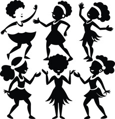 Obraz premium Joying Children Minimalist Black Silhouette Vector Collection