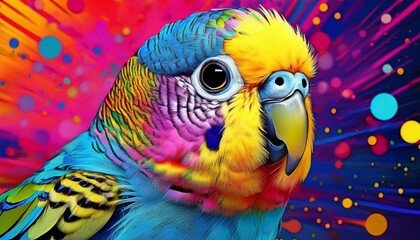 Fototapeta premium Funny pop art picture of a budgie.