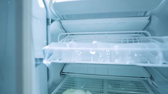 Clean and Modern White Refrigerator with Soft Internal Lighting