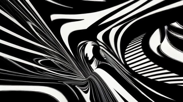 Minimalist Black and White Curves with rotational animation
