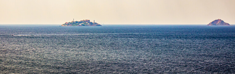 sunset over the yassiada and sivri ada islands in istanbul