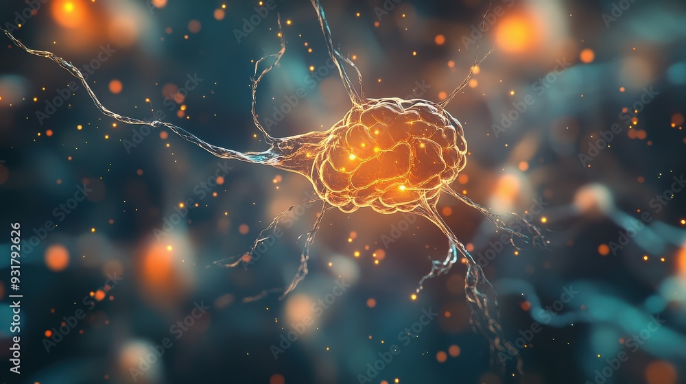 Poster neural pathways activate with bright synapses, indicating cognitive engagement and information proce