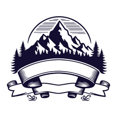 mountain vintage vector Silhouette vintage mountain design for t-shirt and amazon book cover ,
coloring book design, fission design, logo design