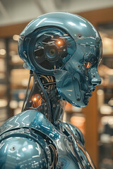 Humanoid AI robot maintains logistics facility