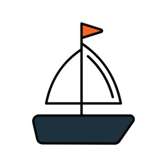 sail boat color line icon with white background vector stock illustration