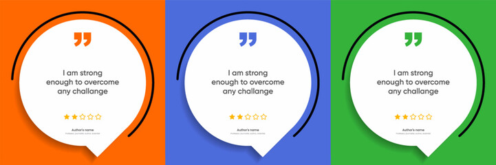 3D bubble testimonial banner, quote, infographic. Social media post template designs for quotes. Empty speech bubbles, quote bubbles and text box. Vector Illustration EPS10.