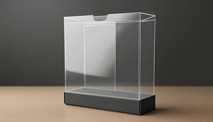 Sleek Authentic Packaging Box with Clear Panel. Front View. Design Mockup Template. Illustration.