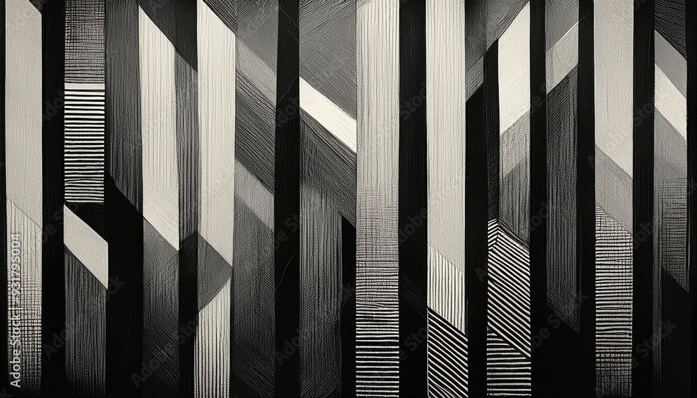 Poster sleek linear design in monochromatic sketch with textured stripes and distressed details.